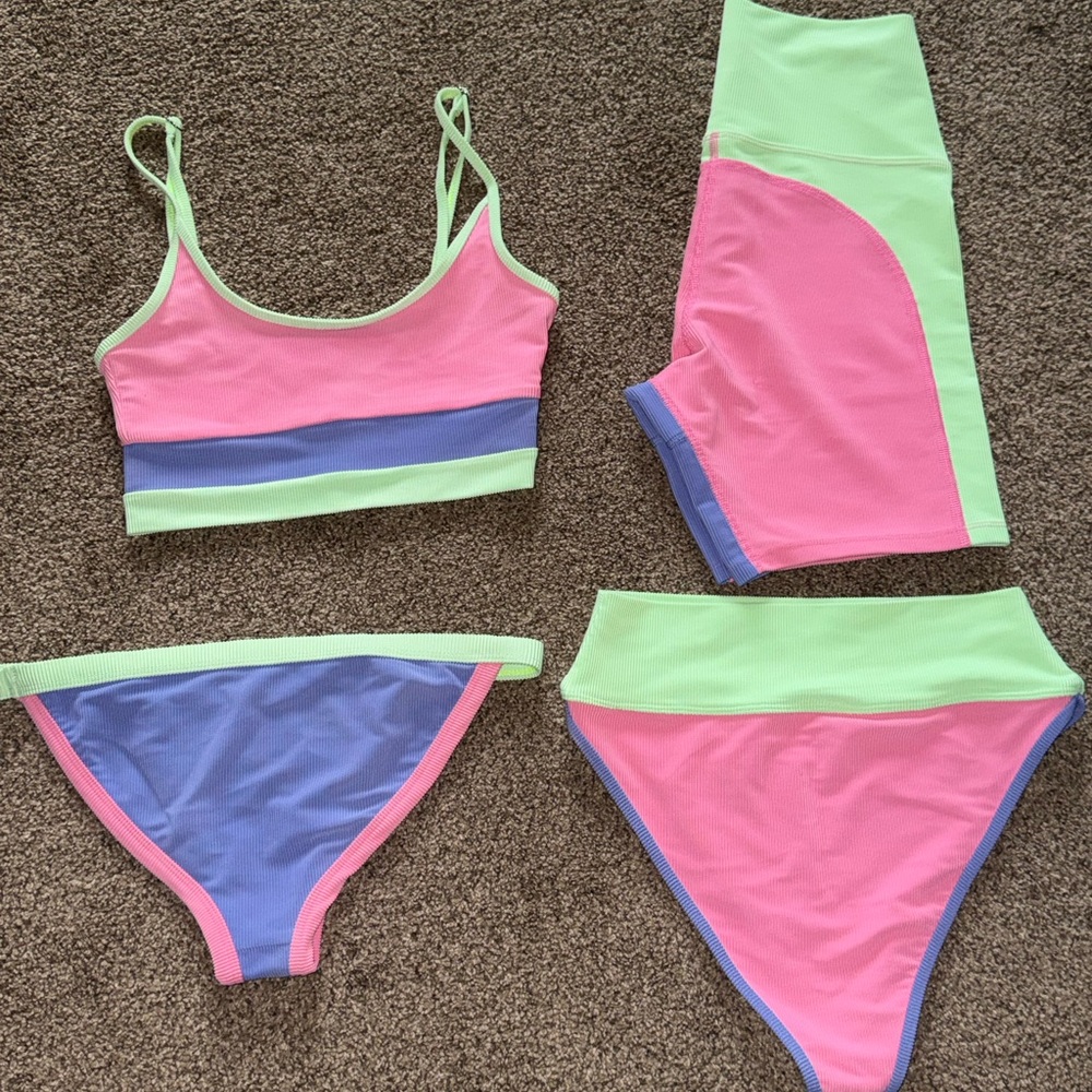 Beach Riot Neon Bikini and Shorts Set - Picture 6 of 11